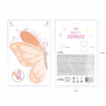 Set de trei servetele de masa decupate elegant in forma de fluture din profil cu aripi detaliate in nuante pastelate calde de roz portocaliu si mov