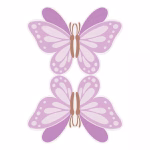 Set de trei servetele de masa decupate elegant in forma de fluture din profil cu aripi detaliate in nuante pastelate calde de roz portocaliu si mov
